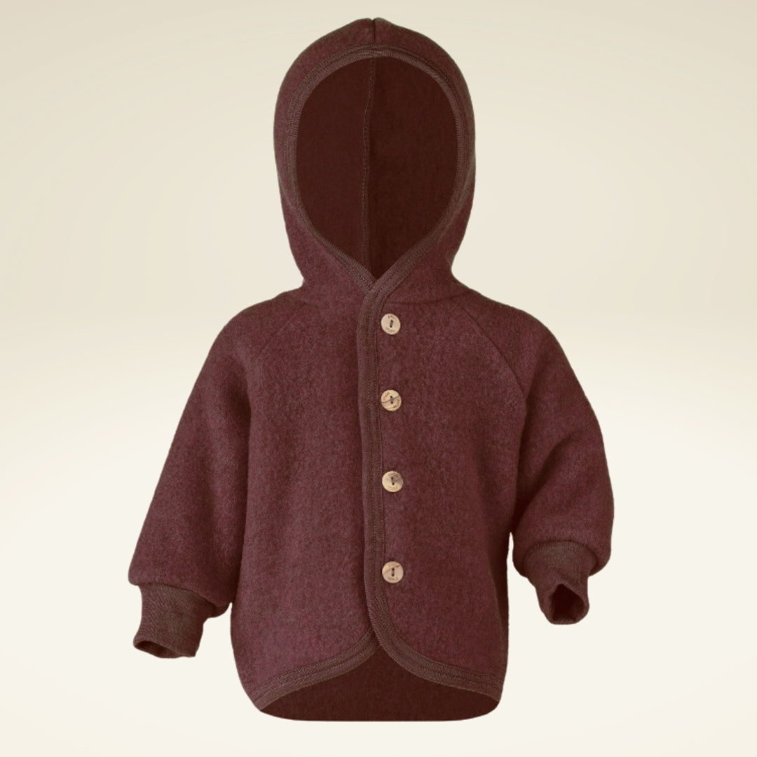 Baby Kapuzenjacke aus flauschigem Bio-Schurwolle-Fleece - sasaní