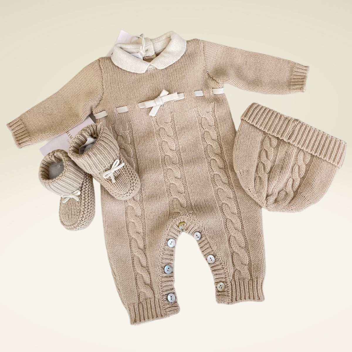 Baby-Luxury-Kaschmir-Set mit Bio-Kuscheltier im Korb