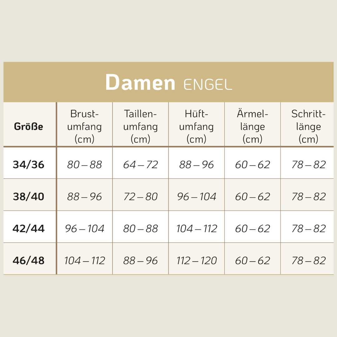 Größentabelle Damen Sweatshirt ENGEL
