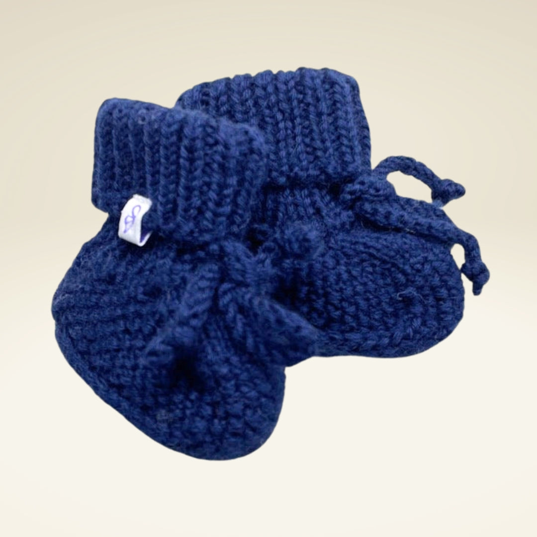 Baby Schühchen aus Merinowolle in Blau