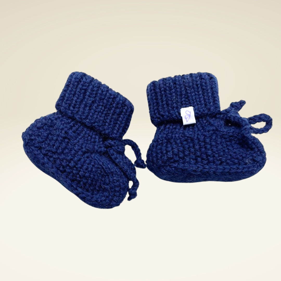 Baby Schühchen aus Merinowolle in Blau