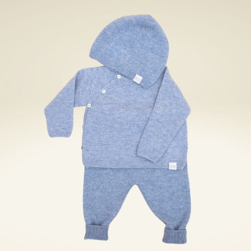 Baby-Kaschmir-Set mit Bio Kuscheltier im Korb