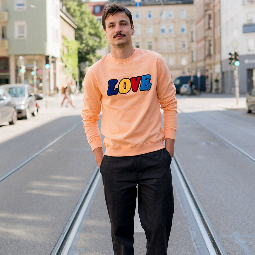 SWEATSHIRT ADULTS Unisex LOVE Bright Coral