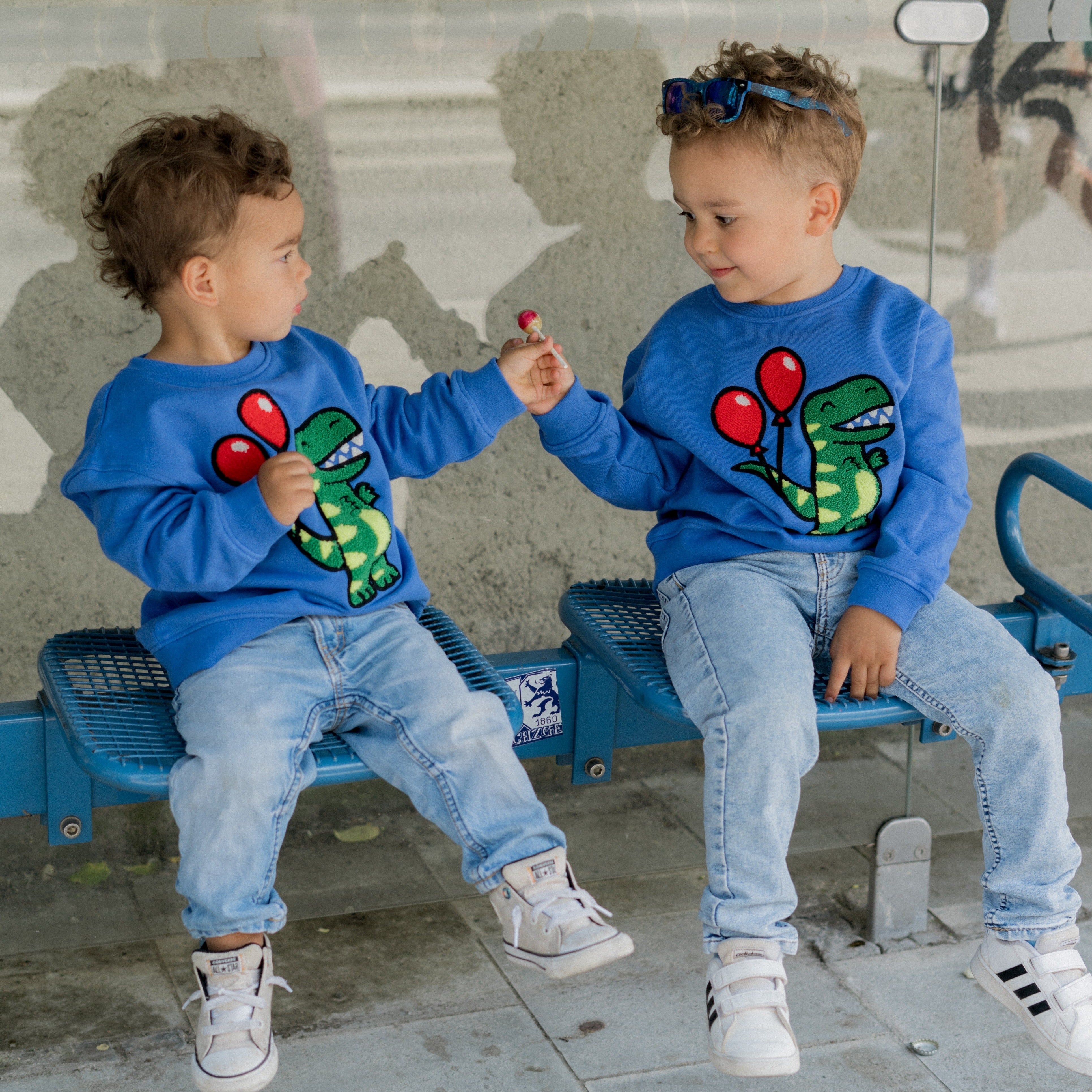 KIDS SWEATSHIRT DINOSAUR Royal Blue