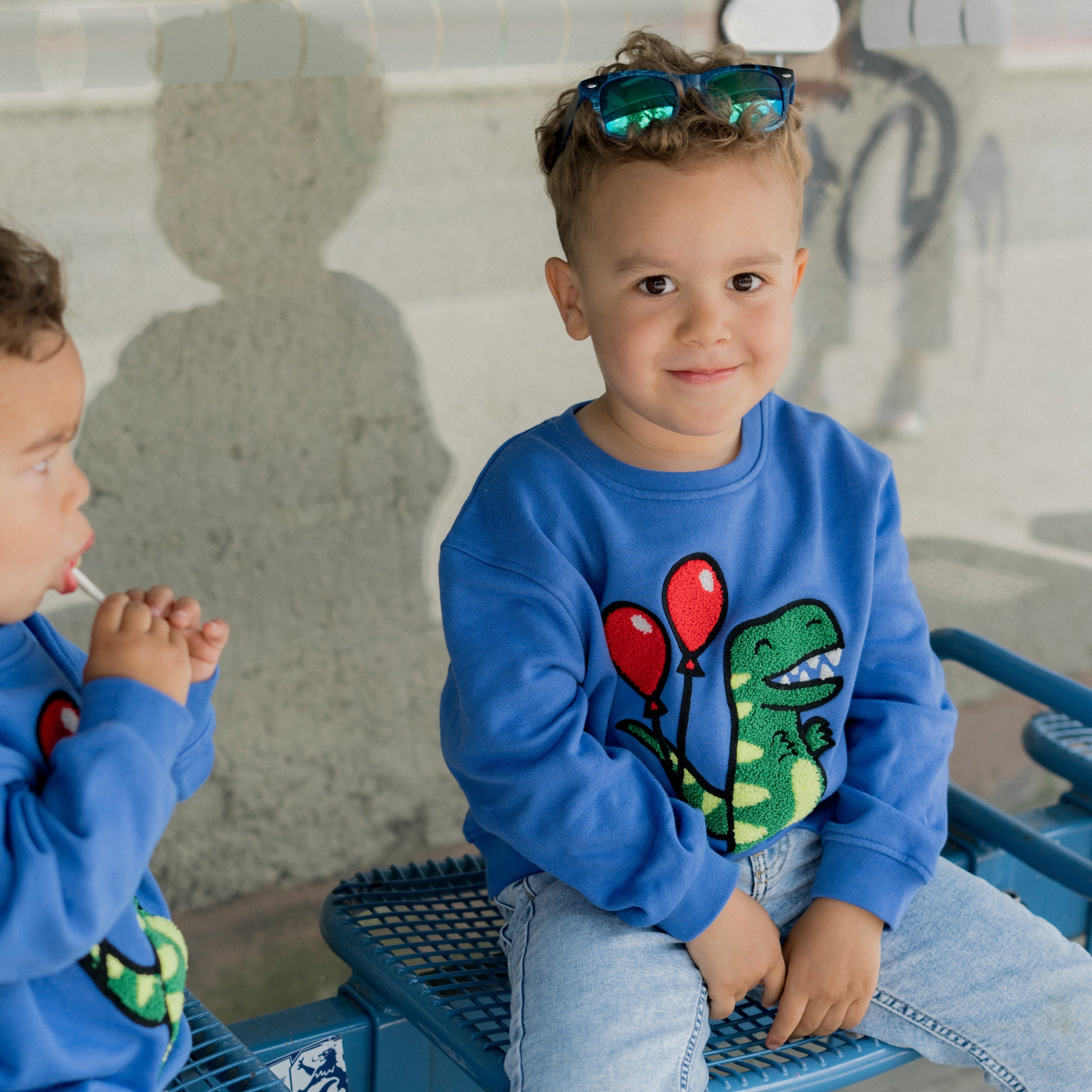 KIDS SWEATSHIRT DINOSAUR Royal Blue
