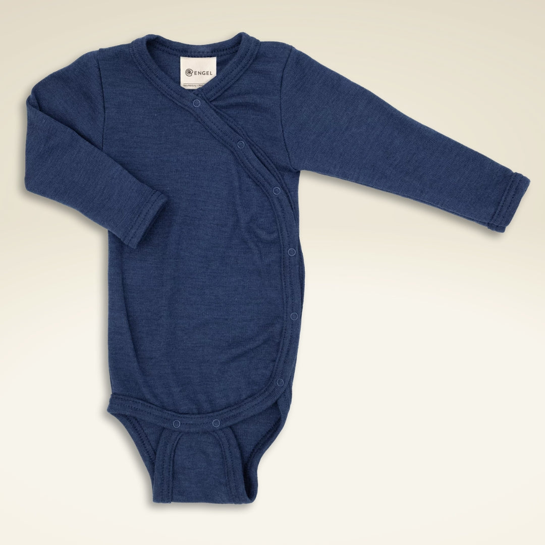 Baby Wickelbody langarm aus Bio-Schurwolle-Seide-Mischung