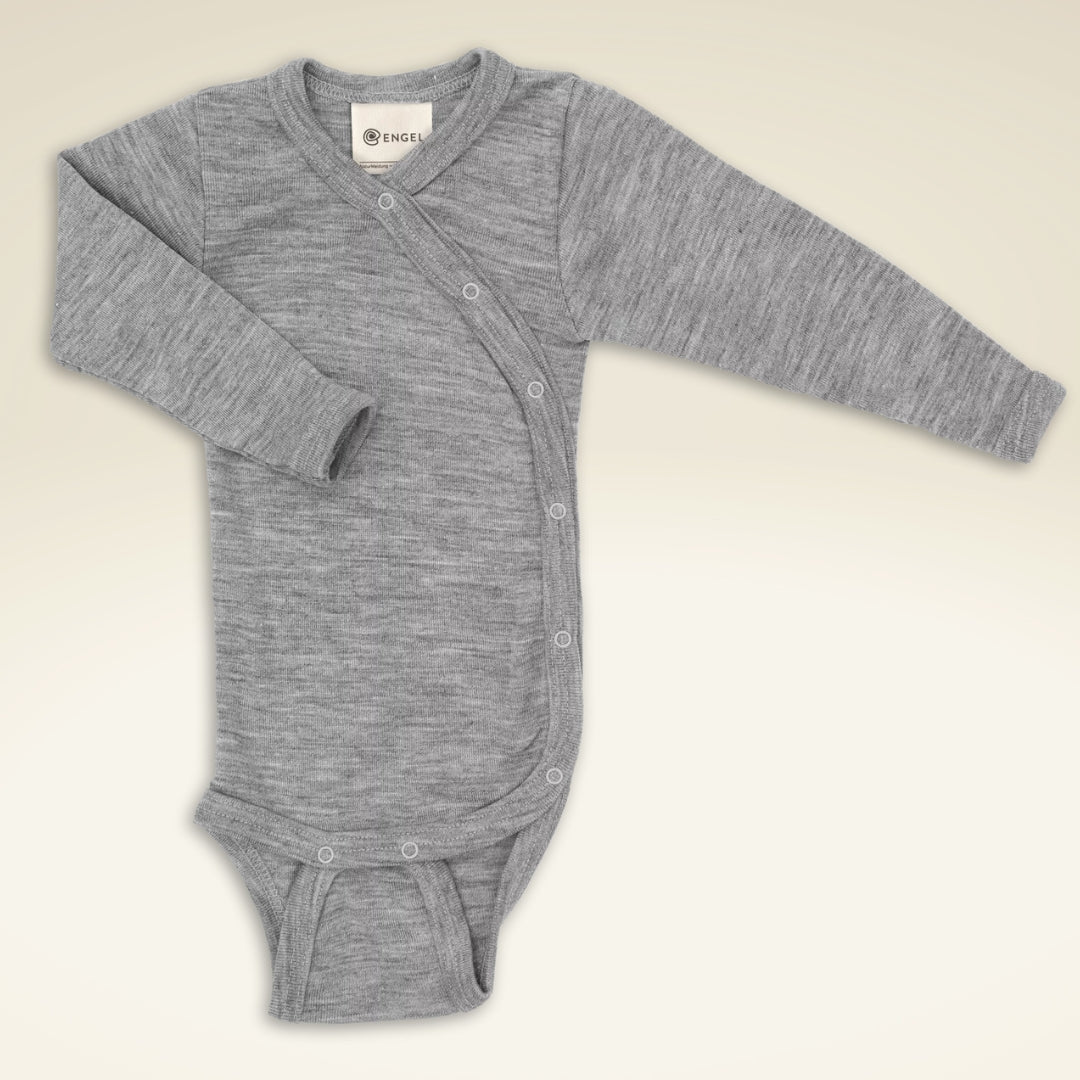 Baby Wickelbody langarm aus Bio-Schurwolle-Seide-Mischung