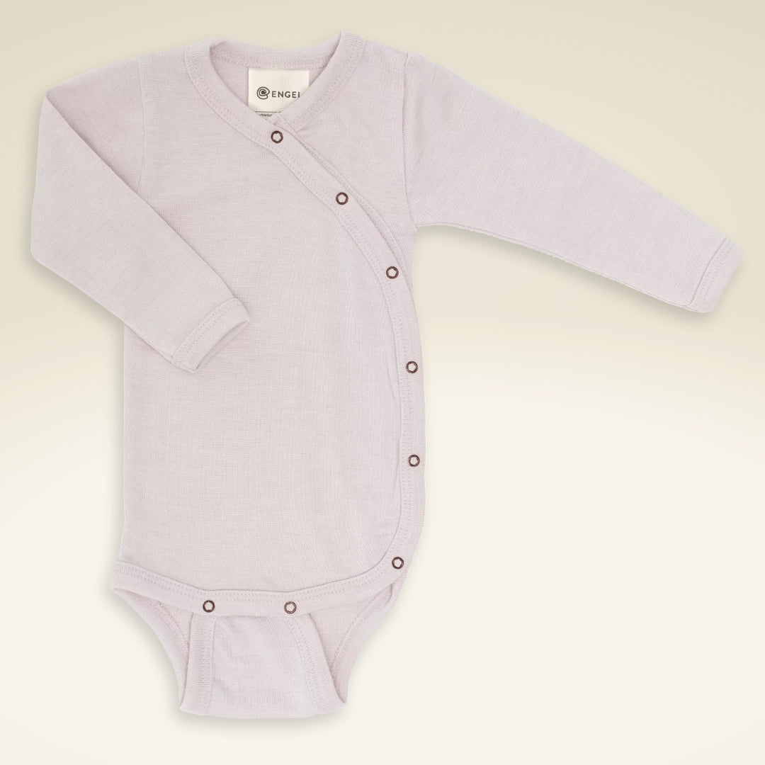 Baby Wickelbody langarm aus Bio-Schurwolle-Seide-Mischung