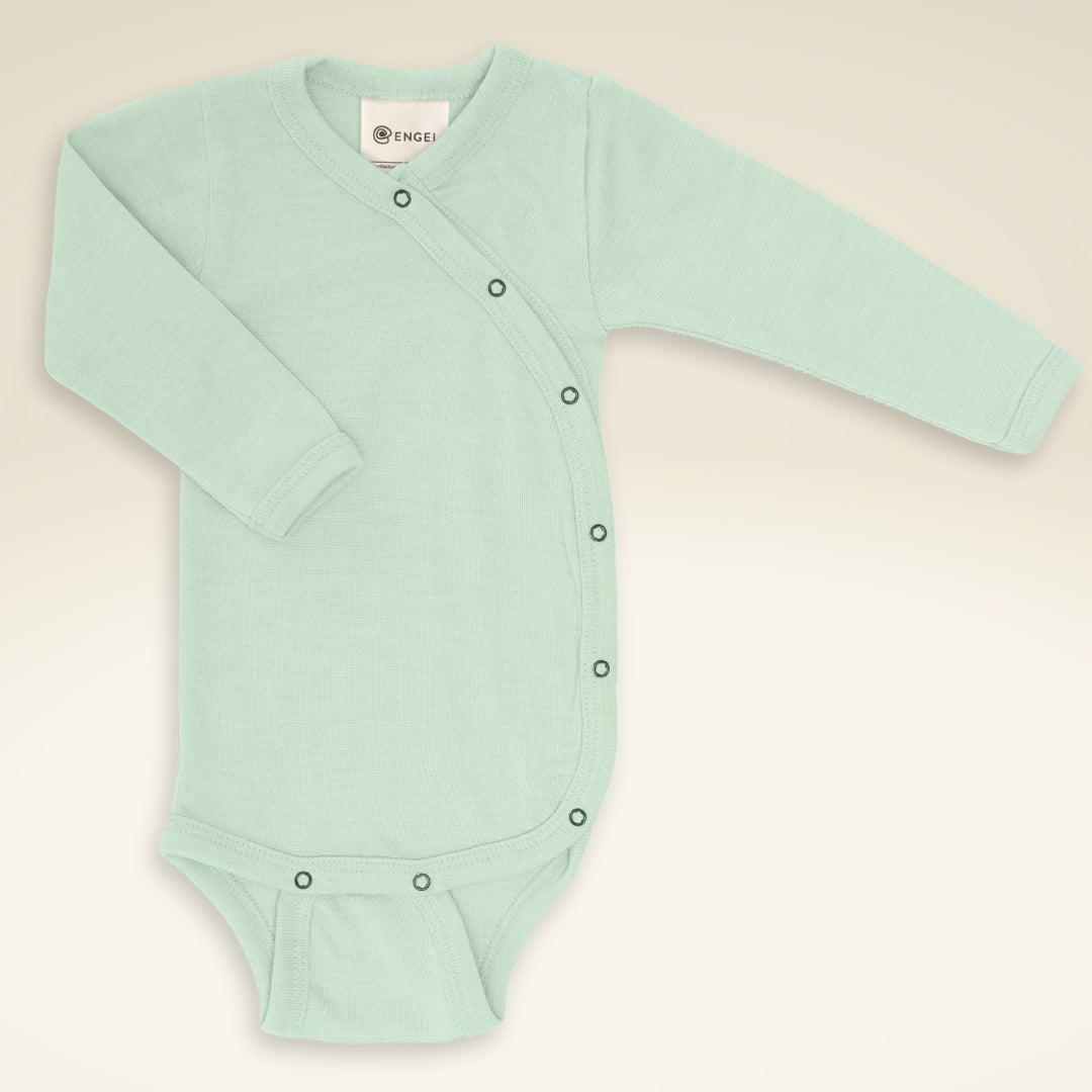 Baby Wickelbody langarm aus Bio-Schurwolle-Seide-Mischung
