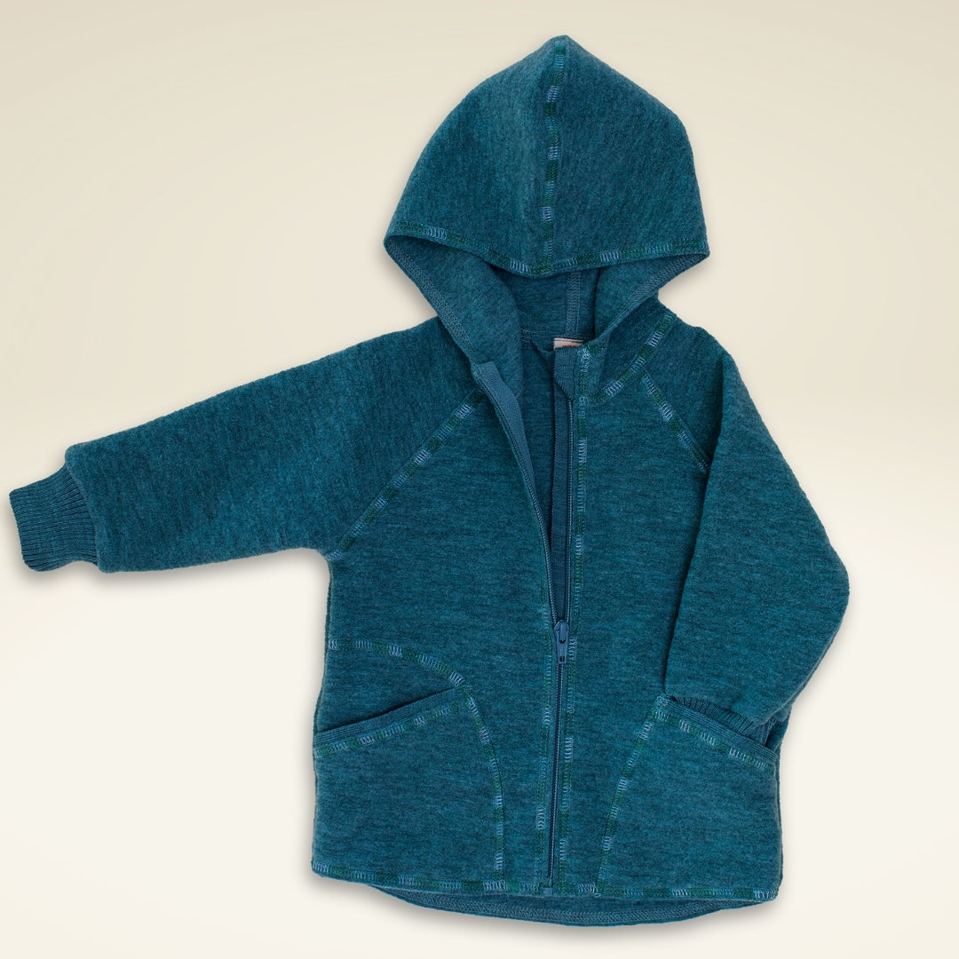 Baby Wollfleece-Overall mit Kapuze und Reißverschluss