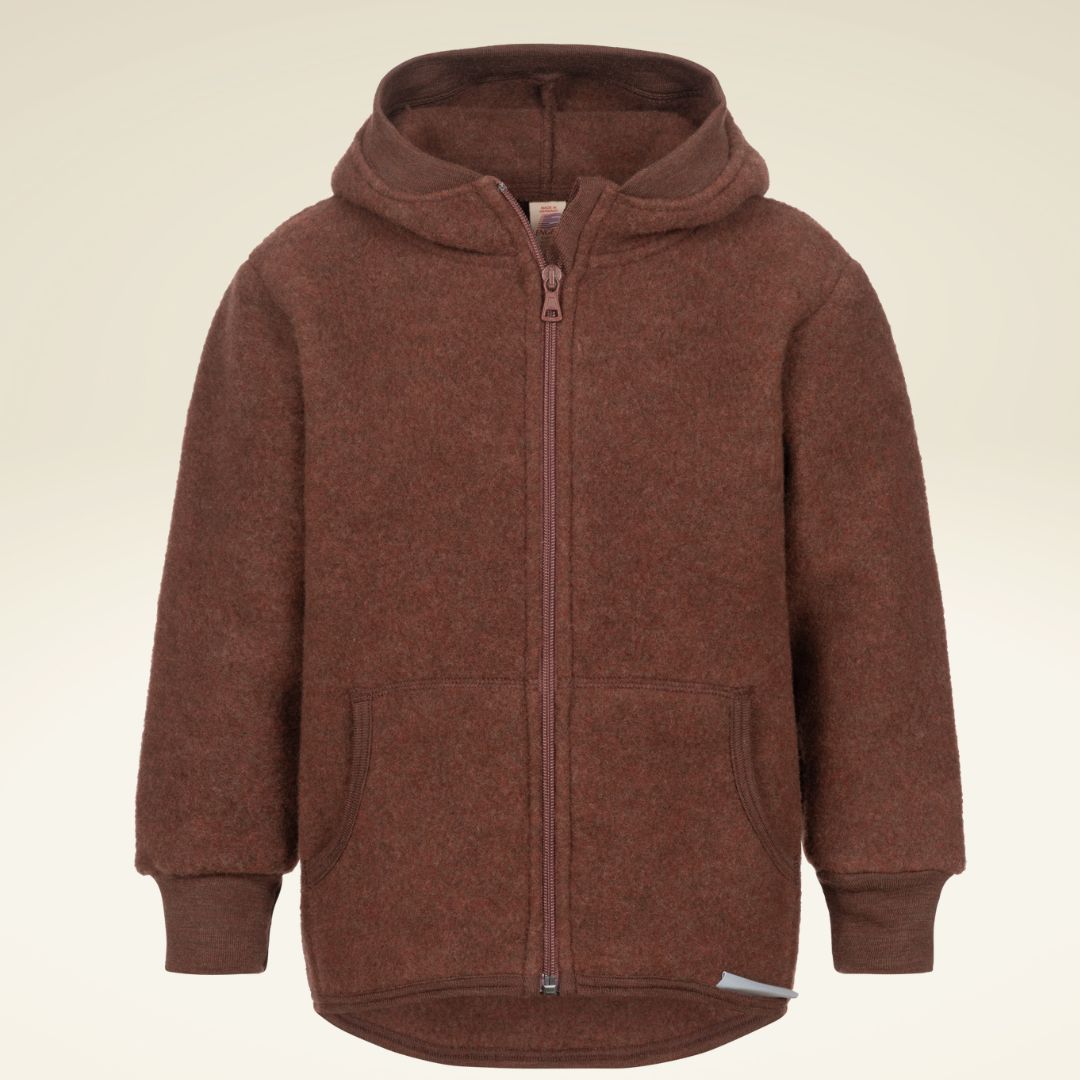Kinder Kapuzenjacke aus Bio-Schurwolle-Fleece mit Reißverschluss von ENGEL