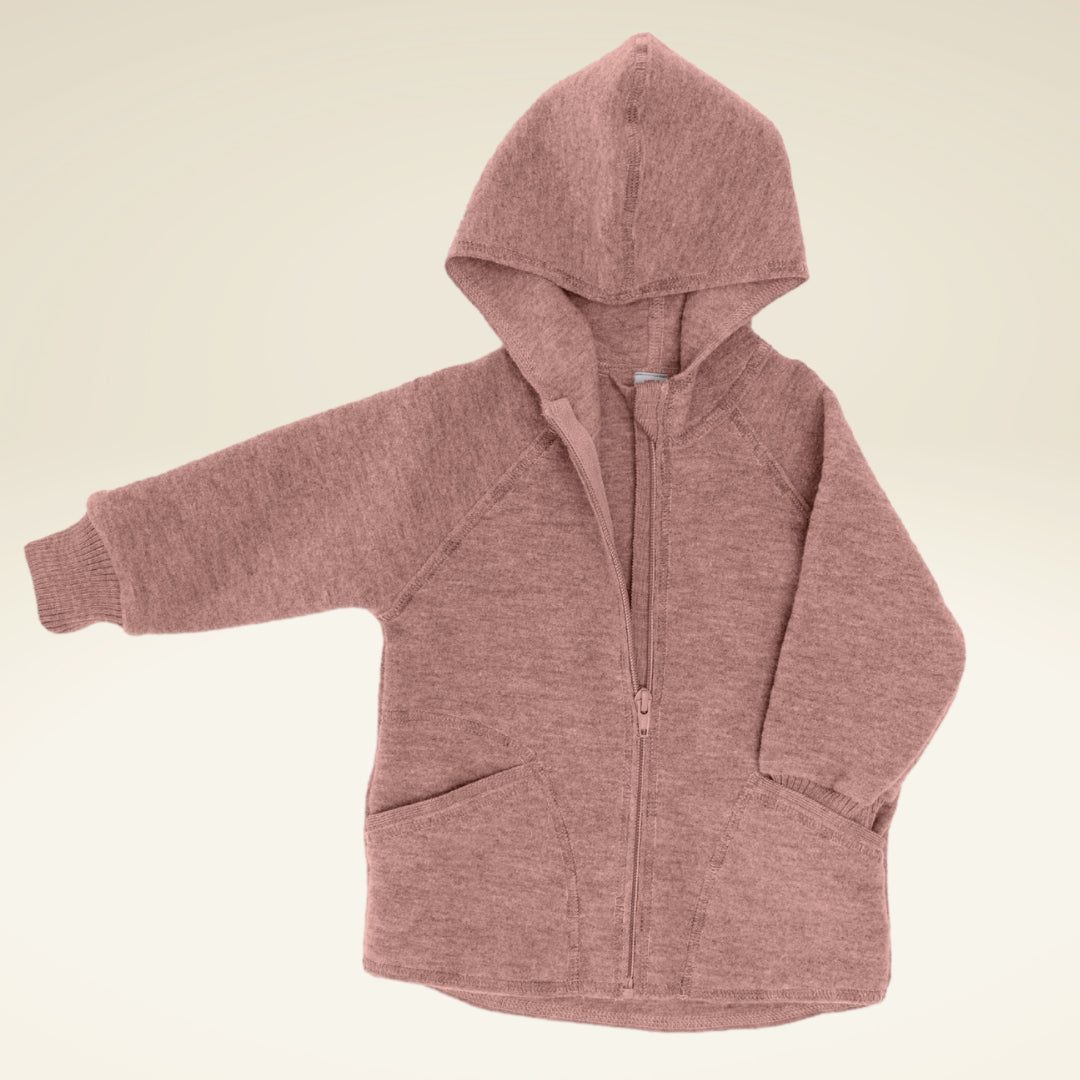 Baby Wollfleece-Overall mit Kapuze und Reißverschluss