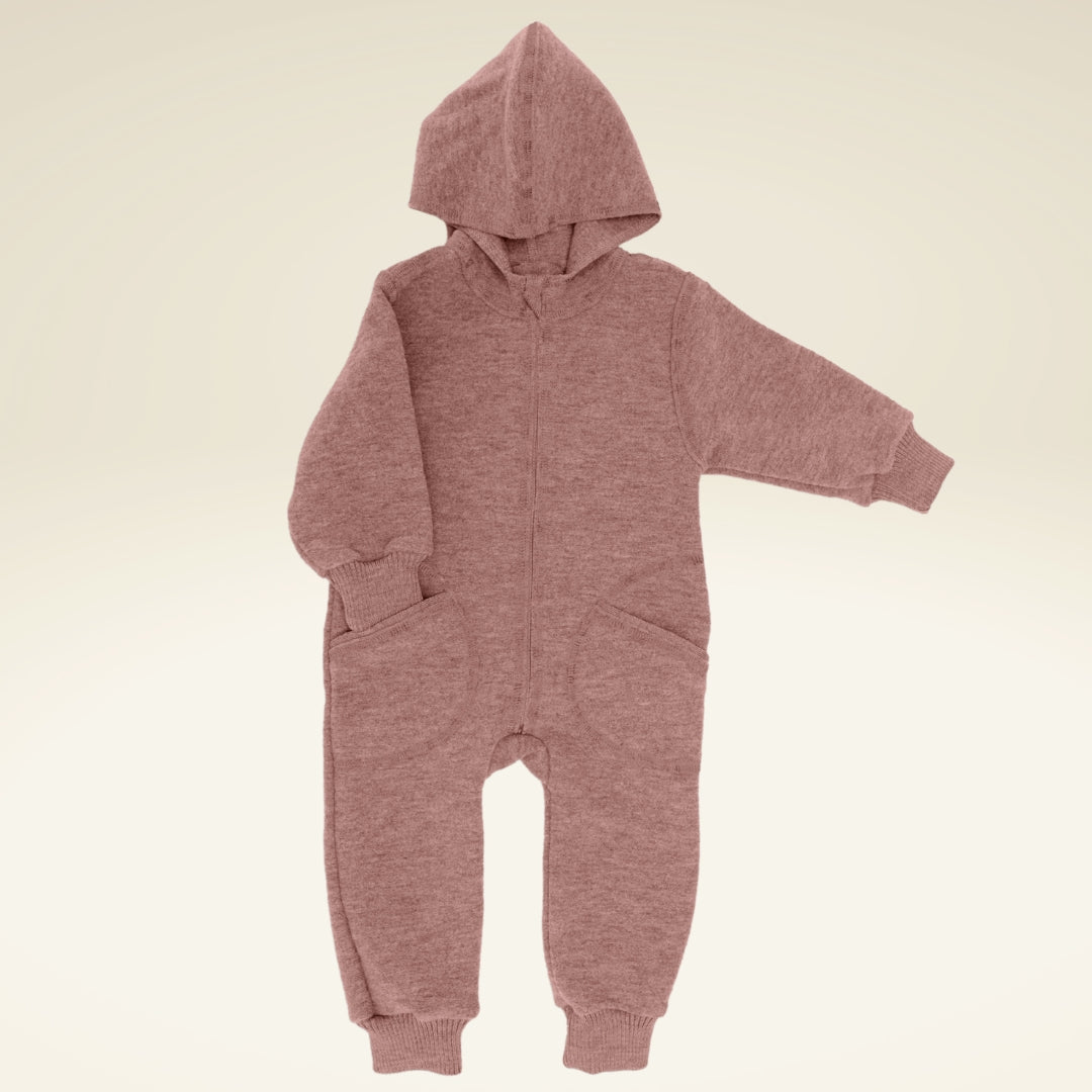 Baby/Kleinkind Overall mit Kapuze und Reißverschluss aus Bio-Woll-Walk - sasaní
