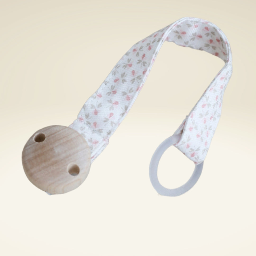 Schnullerband aus Bio Baumwolle Weiß mit Muster