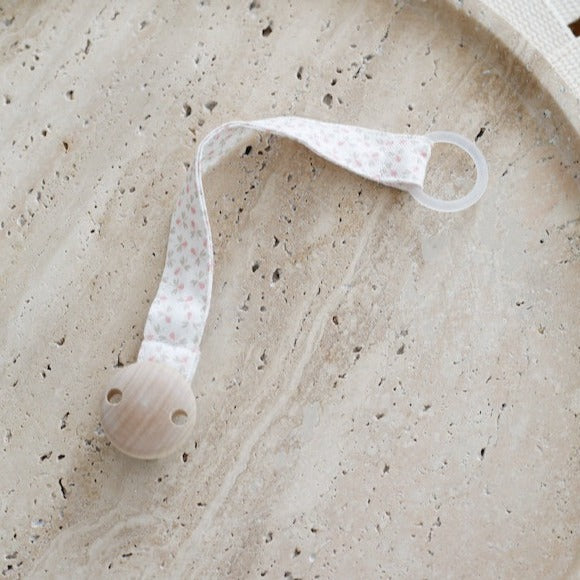 Schnullerband aus Bio Baumwolle Weiß mit Muster