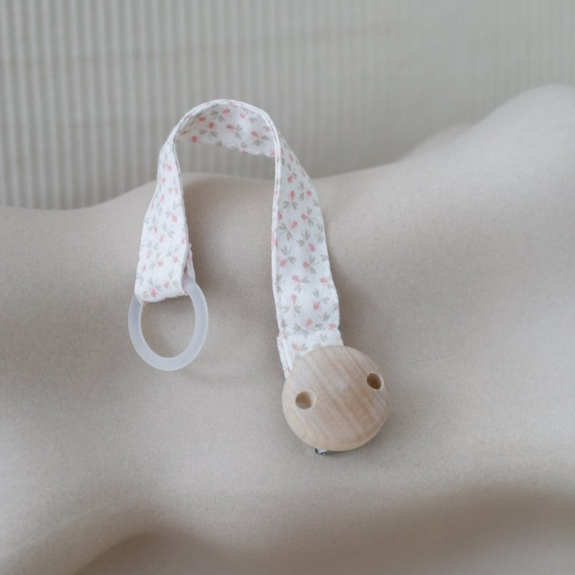 Schnullerband aus Bio Baumwolle Weiß mit Muster