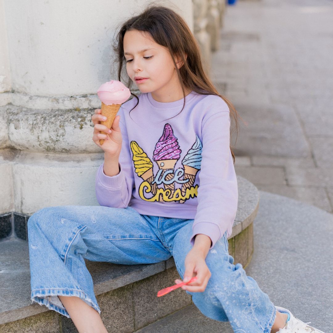 KIDS SWEATSHIRT ICECREAM Lavender - sasaní