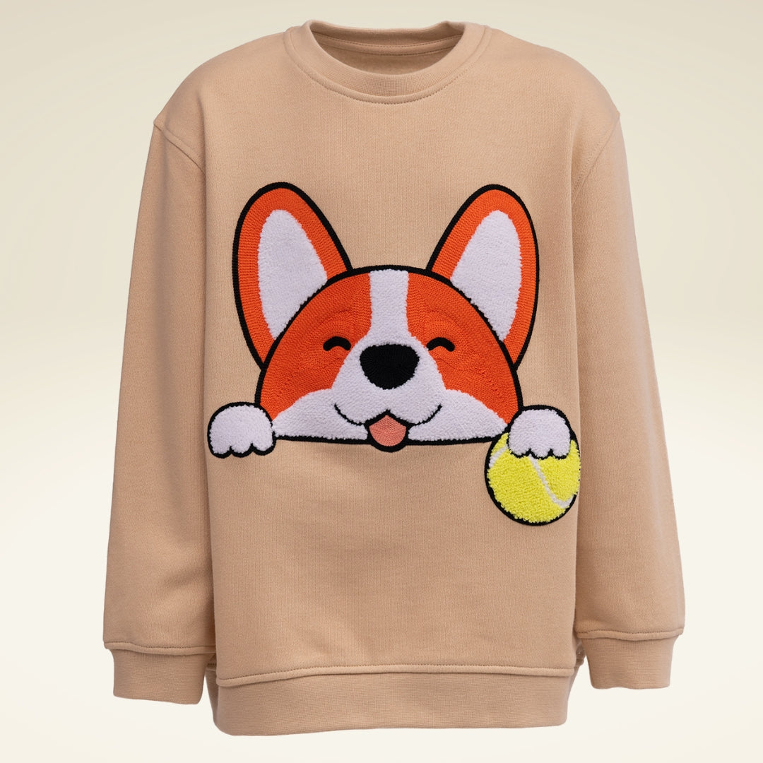 Kinder Sweatshirt aus Bio-Baumwolle mit Motiv Hund - sasaní