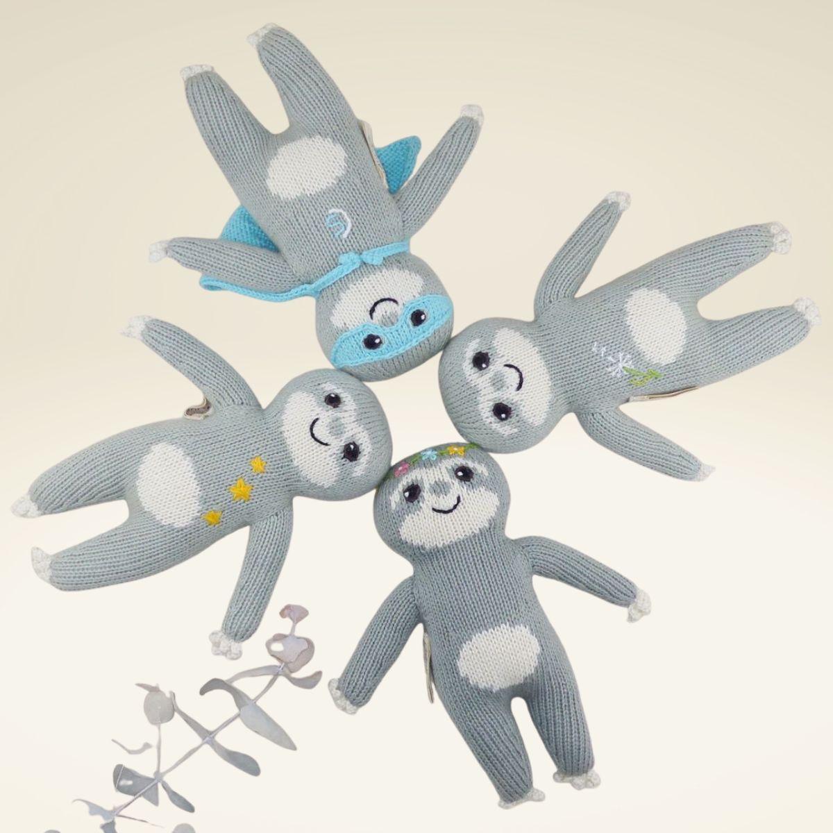 Faultier-kuscheltier-aus bio-baumwolle