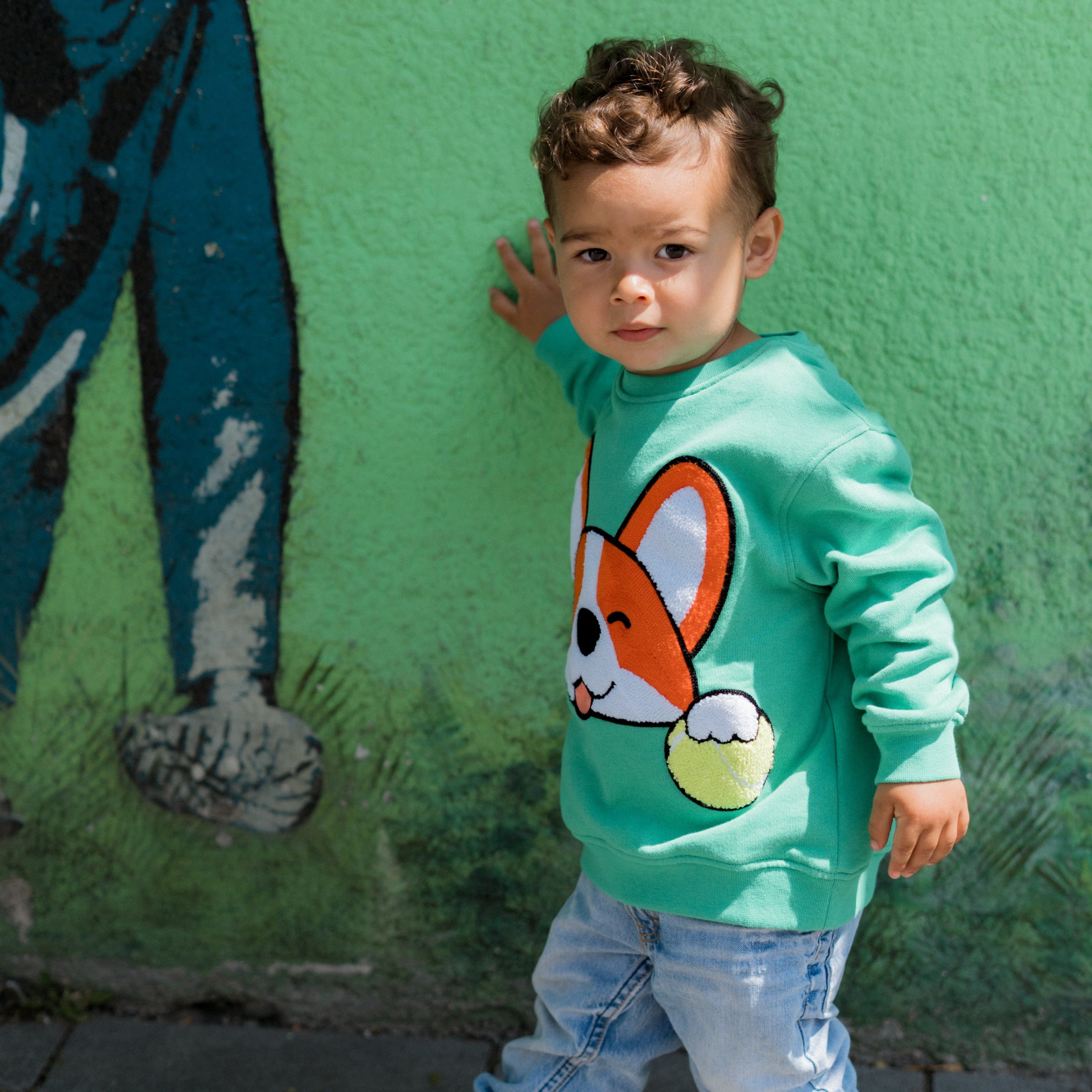 KIDS SWEATSHIRT CORGI Jungle Green