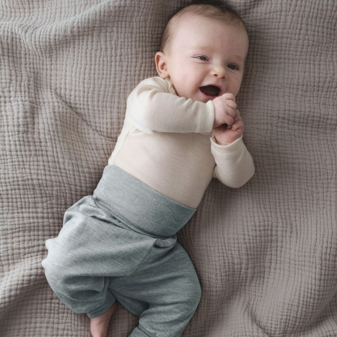 Baby/Kleinkind Feinripp Hose aus Bio-Merinowolle-Seide-Mischung