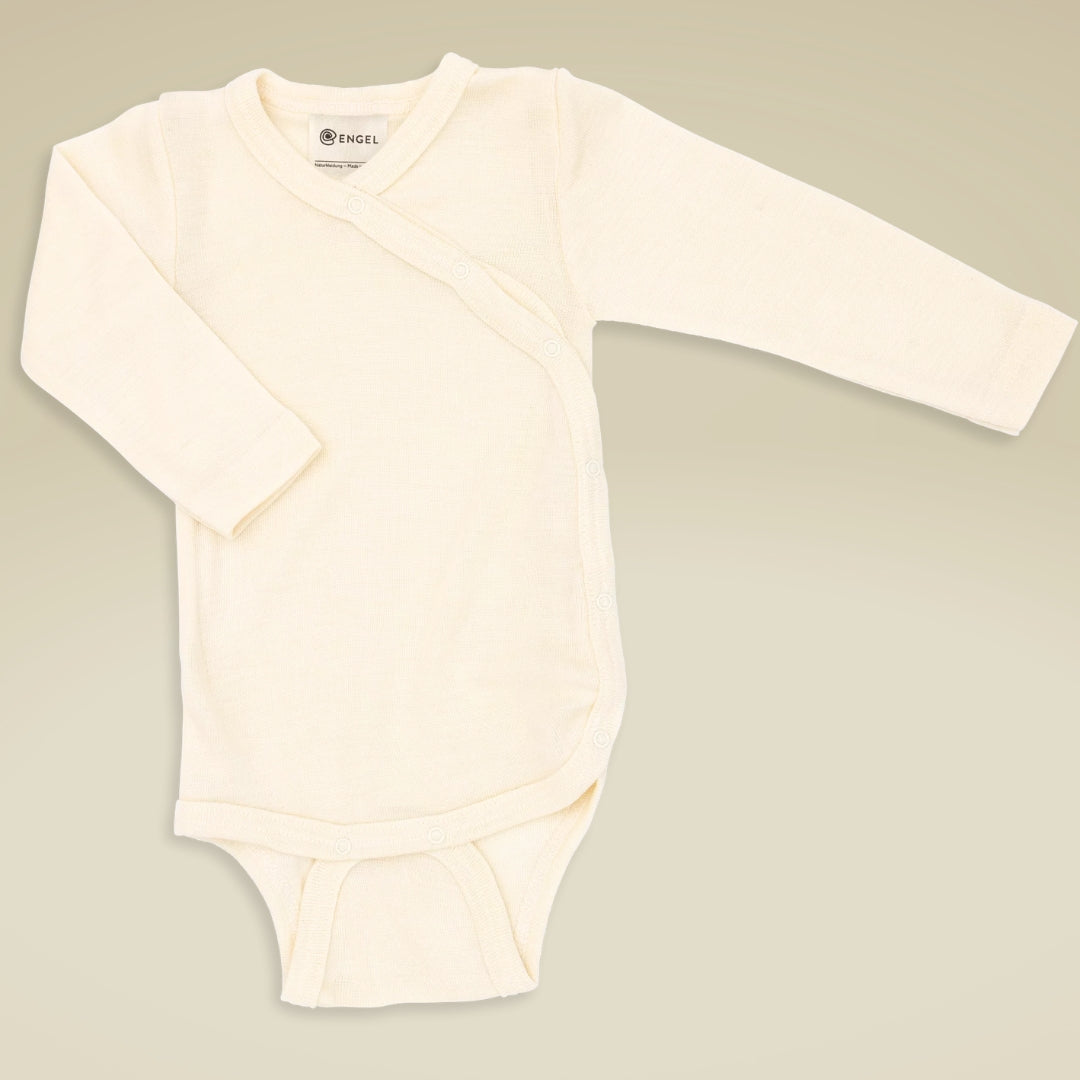 Baby Wickelbody langarm aus Bio-Schurwolle-Seide-Mischung