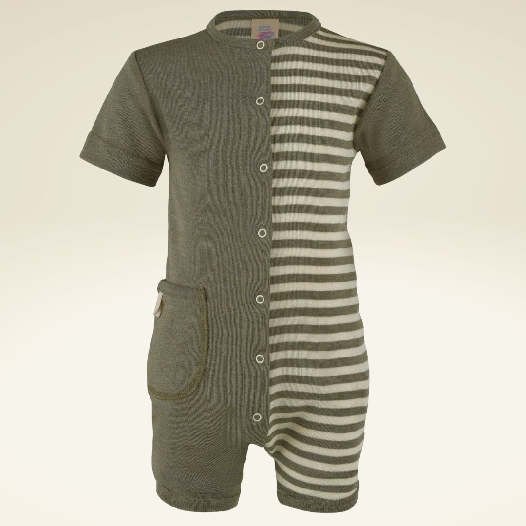 ENGEL Sommer Strampler Merinowolle/Seide in Olive