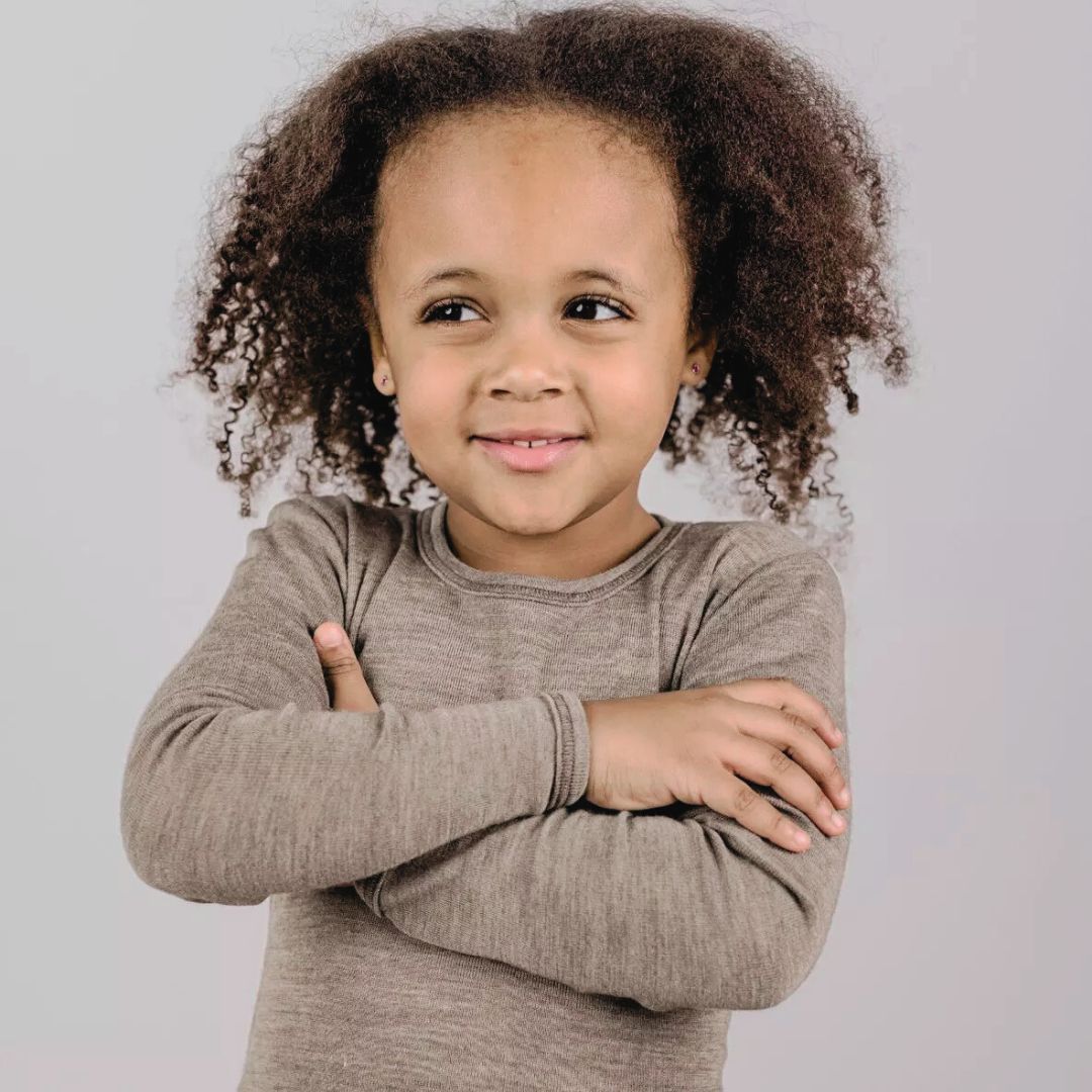 Kinder Shirt, langarm, Bio-Schurwolle-Seide-Mischung-walnuss-farben
