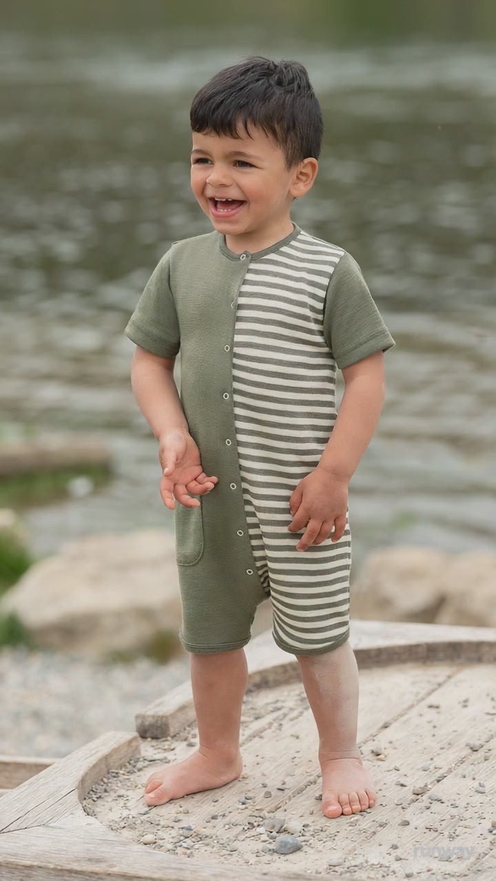 ENGEL Sommer Strampler Merinowolle/Seide in Olive