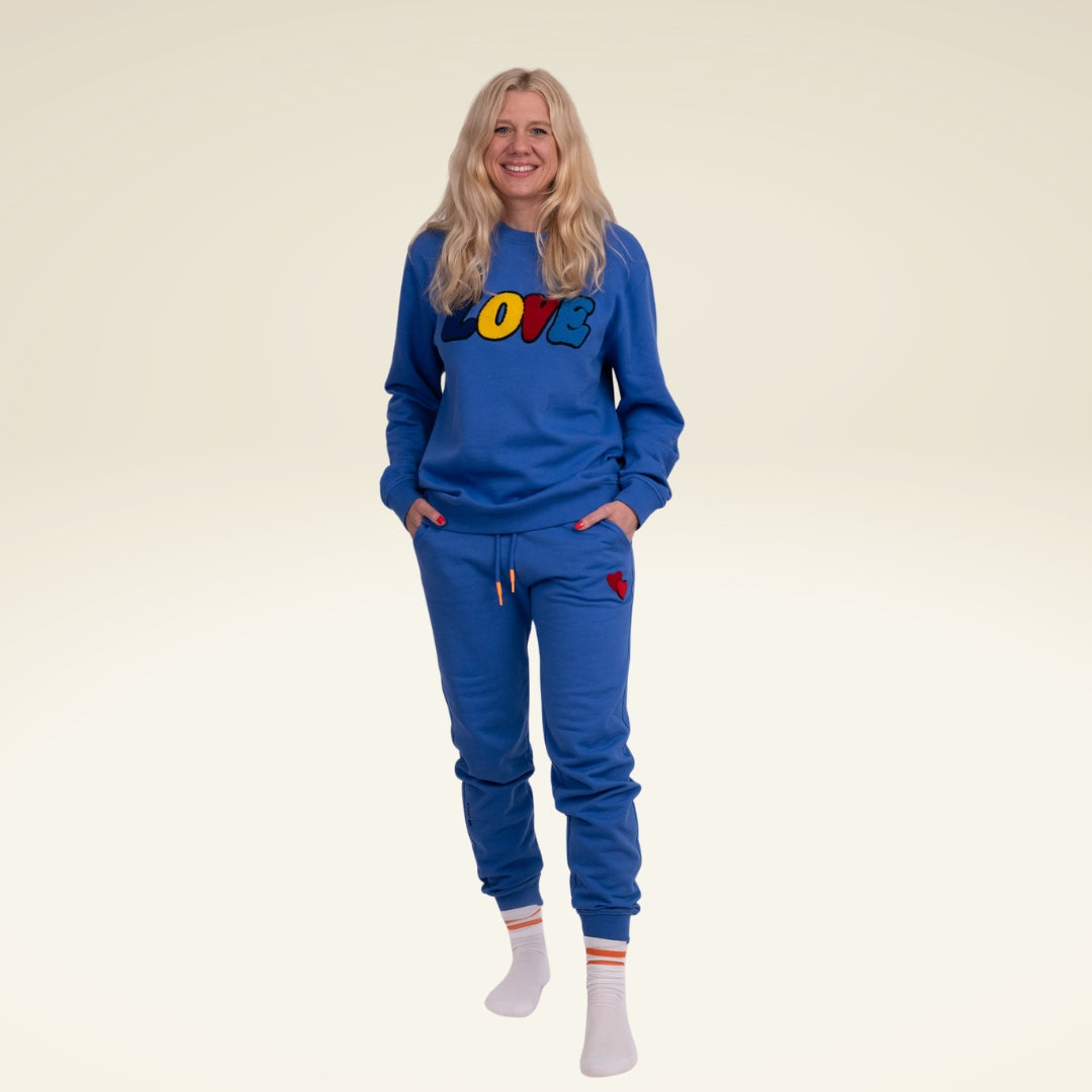 SWEATPANTS ADULTS Unisex HEART Royal Blue - sasaní 
